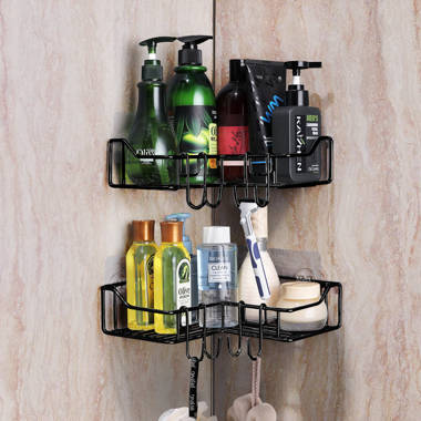 2 Packs Corner Shower Caddy & Towel Rack & Soap Holder, Aluminum Bathroom  Corner Caddy With Hooks, Adhesive Shower Organizer Shelf, Shower Rack Shampo