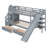 Twin-Over-Twin Castle Style Bunk Bed With 2 Drawers 3 Shelves And Slide - Gray-955227281-955227282