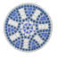 Outdoor Round Side Table With Mosaic-Style Top And Curved Iron Legs, End Table-Blue ,Wihte And Matte Black