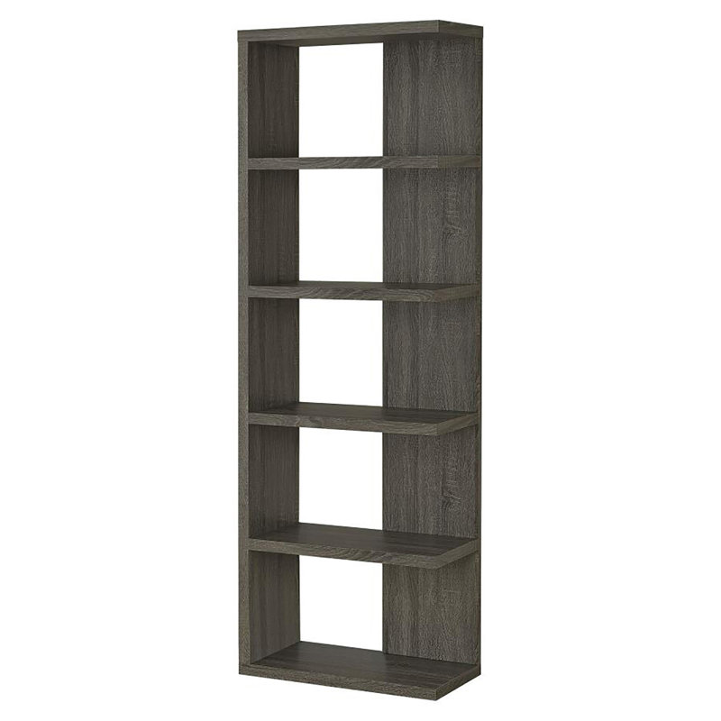 Bibliothèque à 5 tablettes gris patiné