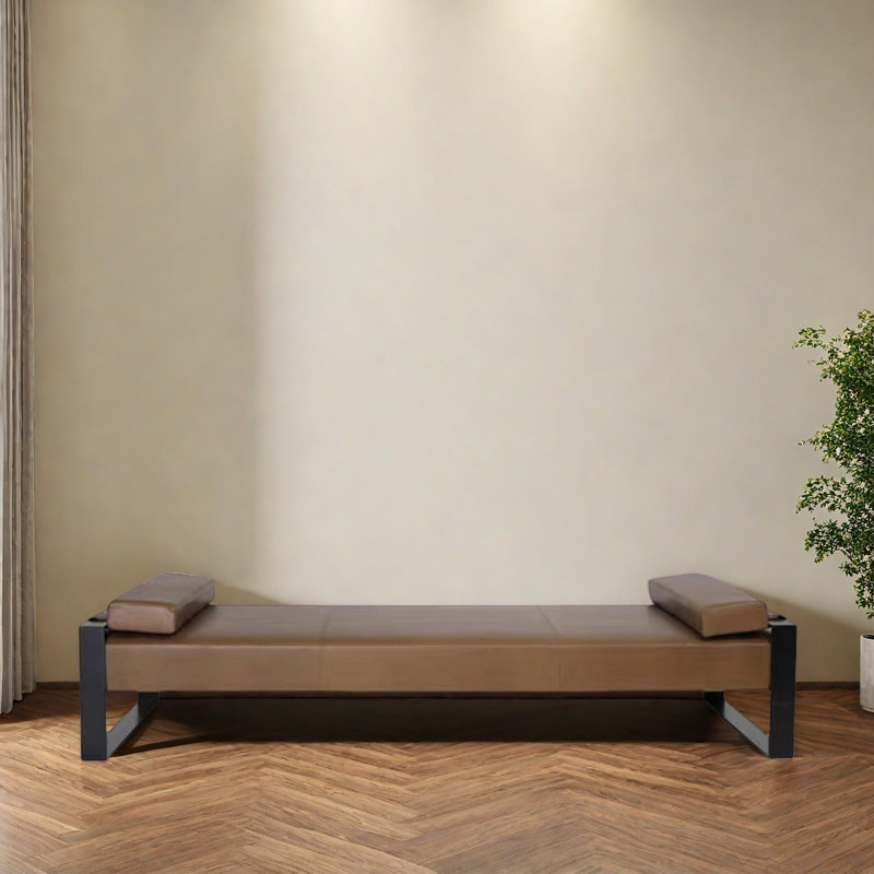 Leather bench shopping mall rest change shoes, 17.72"H x 78.74"W x 17.72"D