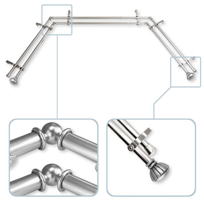 Halima Adjustable Bay Window Double Curtain Rod