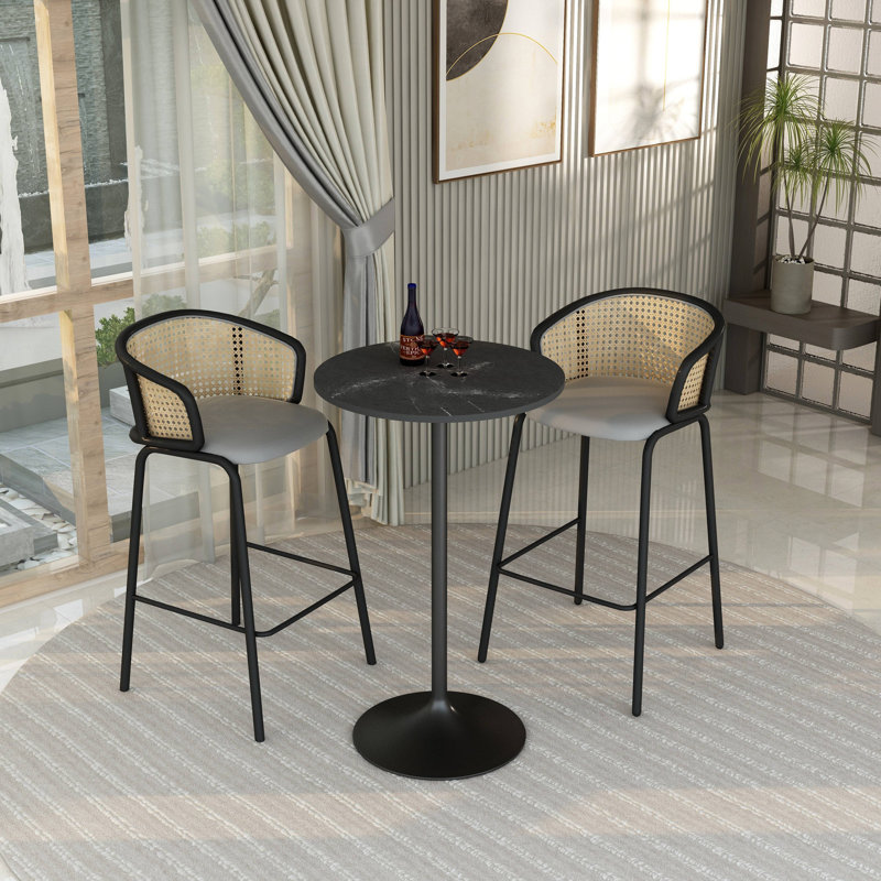 Table de salle à manger Harton, Noir marbré, H 43,52 po x L 27,56 po x l 27,56 po