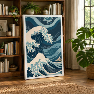 Cresting Wave Japandi - Wrapped Canvas