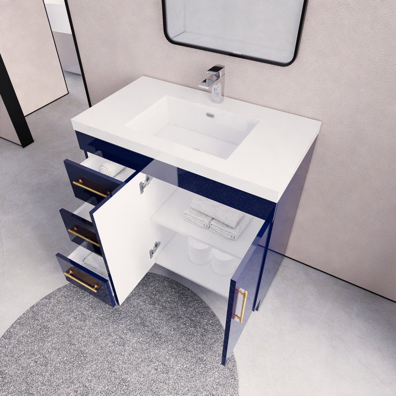 Ensemble de meuble-lavabo simple 36 po Maplesville, Marine