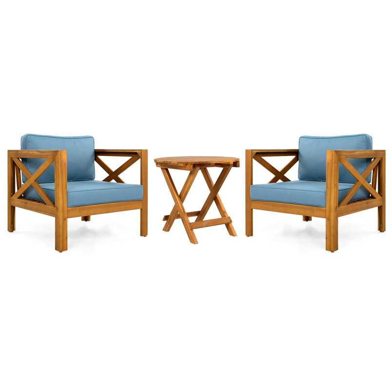 Ensemble de conversation 3 pièces pour patio, Bleu