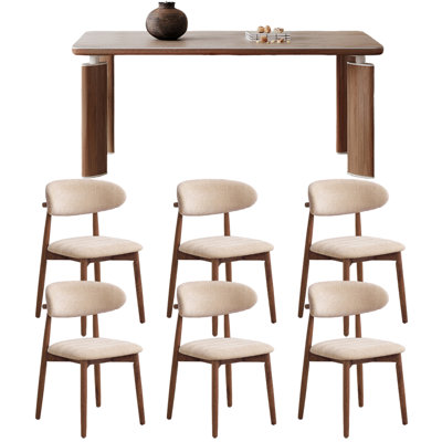 Durable Rock Slab Faux Wood Dining Table Set