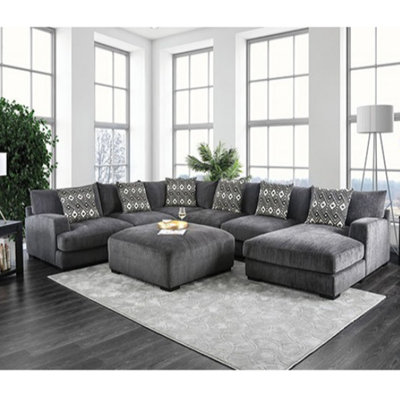 Canapé modulaire en chenille de 146,5 po de large avec repose-pieds Hetman