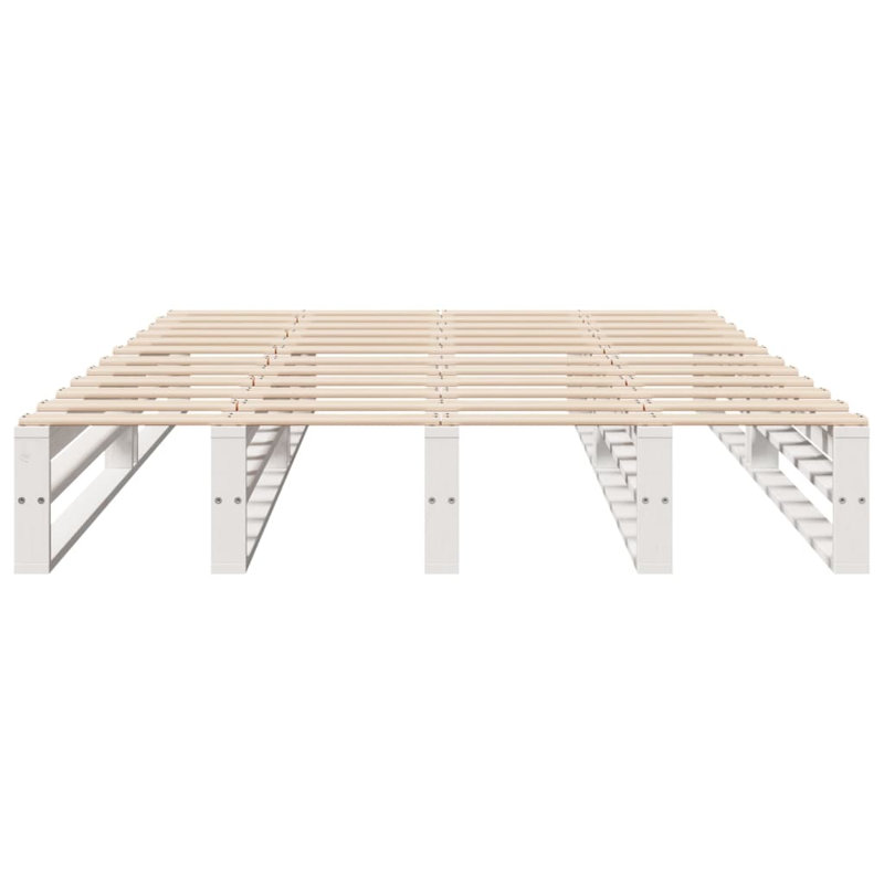 Terrill Solid Wood Bed, White, 25.5cm H x 200cm W x 150cm D