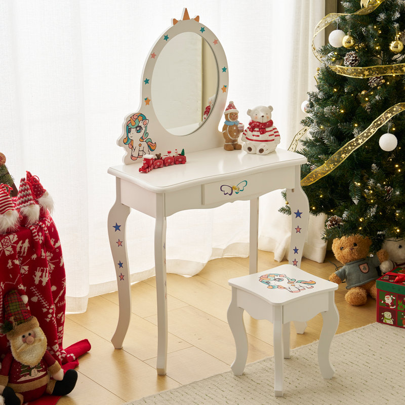 Ensemble de meuble-lavabo pour enfant 24 po avec miroir Unicorn, Blanc