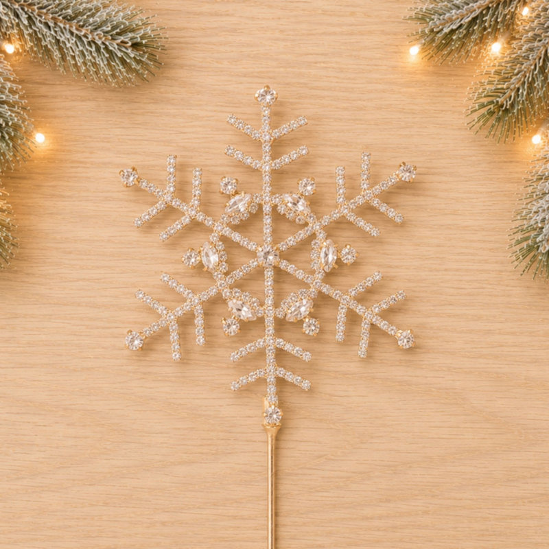 Tige de bijou en forme de flocon de neige, Or (ensemble de 4), 16"