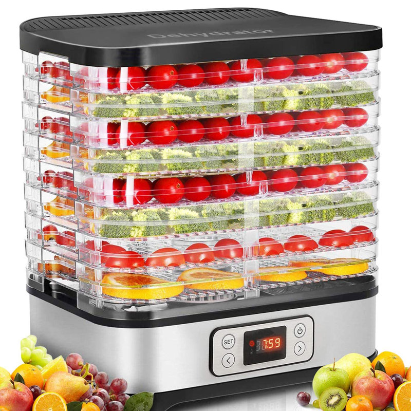 Déshydrateur de nourriture 8 plateaux avec feuille de rouleau de fruits, pour viande séchée, fruits, légumes, herbes, sans BPA