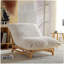 Canapé d'appoint sans accoudoirs, canapé simple décontracté, tissu velours côtelé, pour le salon et la chambre à coucher, avec dossier, siège simple, blanc cassé