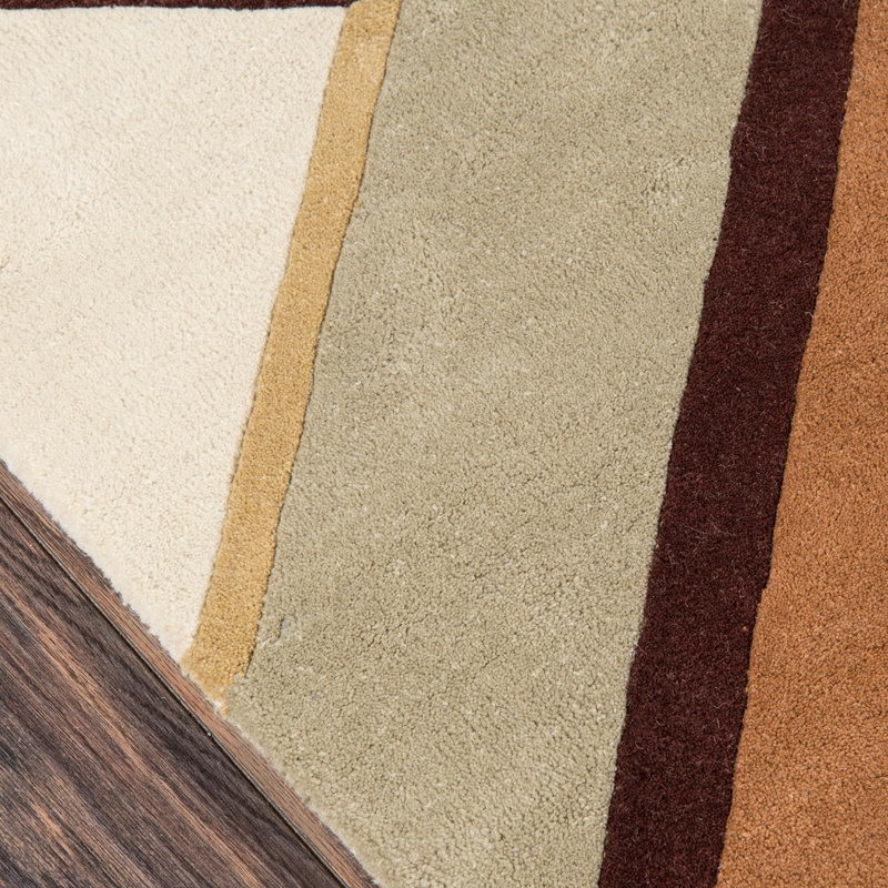 Tapis brun / beige en laine touffeté à la main, Rectangle 9 pi x 12 pi