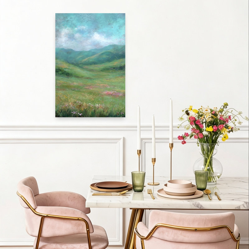 Impression d'art contemporain abstrait Fairytale Mountain, 24" H x 16" W