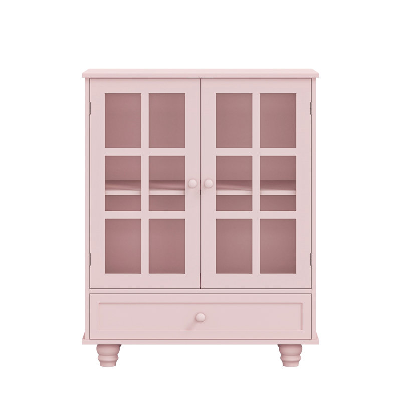 Garde-manger 31,5 "avec portes en verre et tiroir, tablettes réglables, armoire de rangement pour la cuisine ou la salle à manger