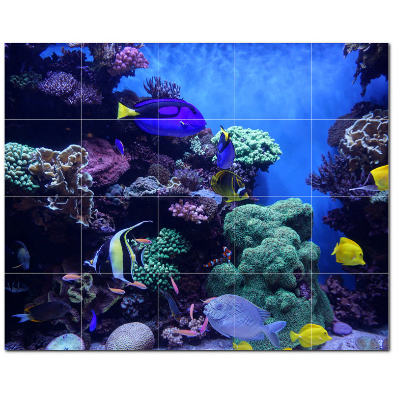 Coral Photo 4.25'' x 4.25'' Satin Ceramic Decorative Mural