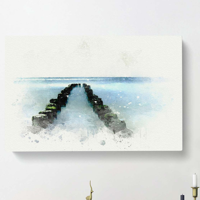Breakwater in the Baltic Sea in Abstract - Wrapped Canvas, 35cm H x 50cm W x 3cm D