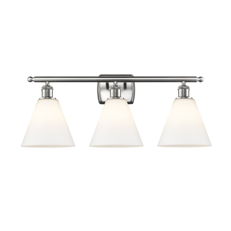 Éclairage pour salle de bain 3 lumières Harini, Blanc mat, Incandescente, Nickel satiné brossé
