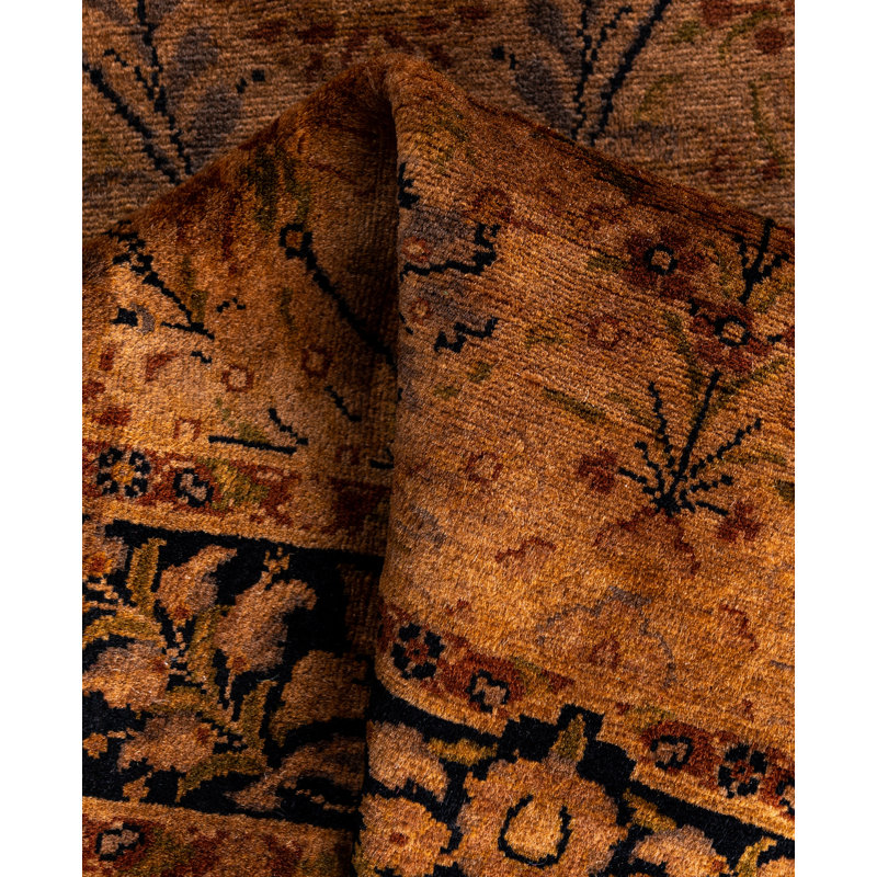Tapis brun en laine noué à la main de style moderne Colella 2 pi 7 po x 4 pi 1 po