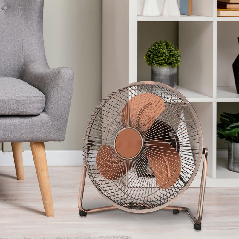 Small 9" Metal High Velocity Cold Air Circulator Adjustable Floor Fan With 3 Speed Settings (Copper)