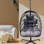 Fauteuil à œufs pivotant avec support Fauteuil suspendu en osier de rotin pour l'intérieur et l'extérieur avec support de type C, avec coussin et oreiller-1352193445