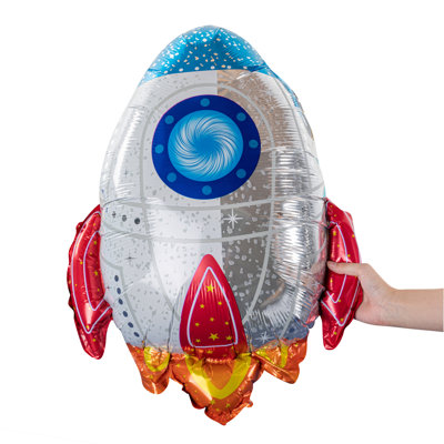 Restaurantware Mylar Balloons 1 Count 28 Inch Aluminum Rocket Ship Balloons, Moisture-Resistant Hanging Loop Self-Sealing Helium Compatible For Birthday Party, Anniversaries, Decorations