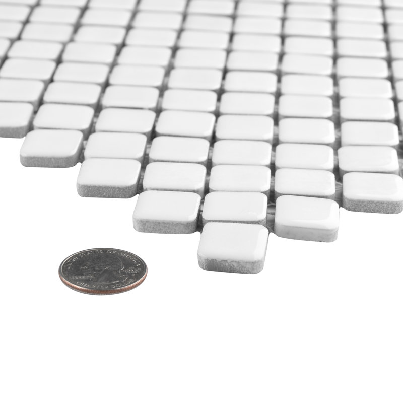 Hudson Diamond 1" x 1" Porcelain Grid Mosaic Wall & Floor Tile, White