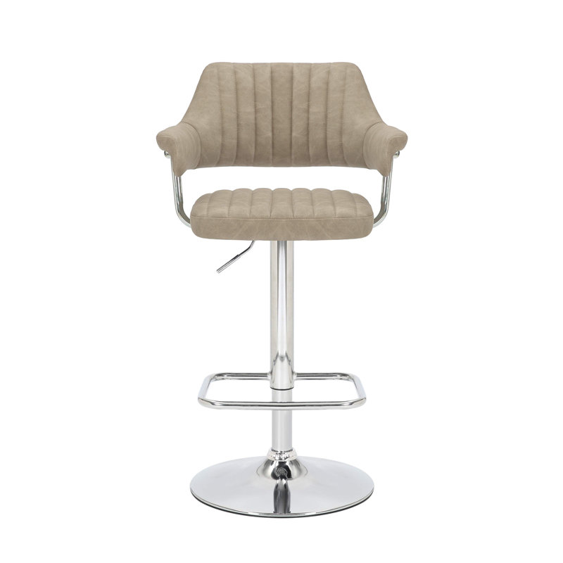 Comesana Swivel Upholstered Adjustable Height Bar Stool, Mink