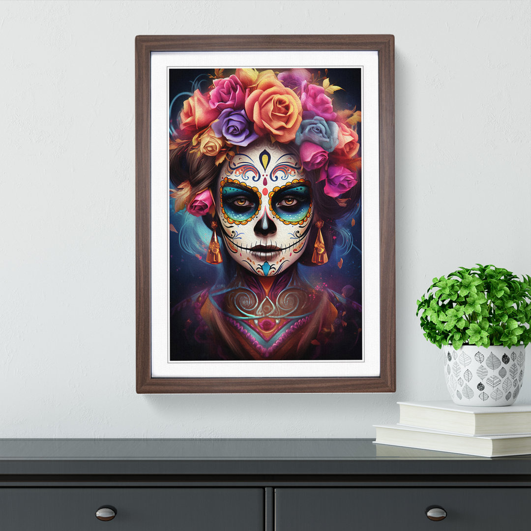 Sugar Skull Digital No.2 - Einzelner Bilderrahmen Kunstdrucke auf Holz