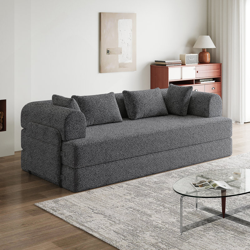 78.7-Inch Convertible Sleeper Sofa Bed With Cylindrical Pillow, Chenille Fabric For Ultimate Comfort And Space Efficiency