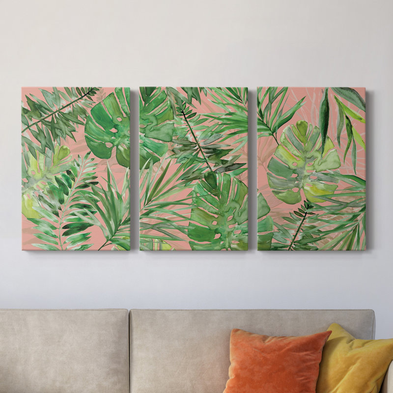 Carnet de croquis tropical - corail - ensemble de 3 toiles tendues, H 12 po x l 24 po x P 1 po