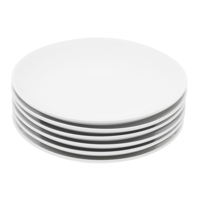 White Porcelain 7-Inch Stackable Dessert Plates, Set of 6