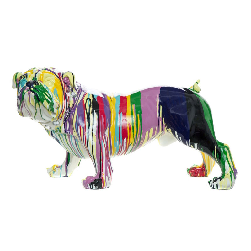 Graffiti bulldog figurine, 18" H x 30" W x 12" D