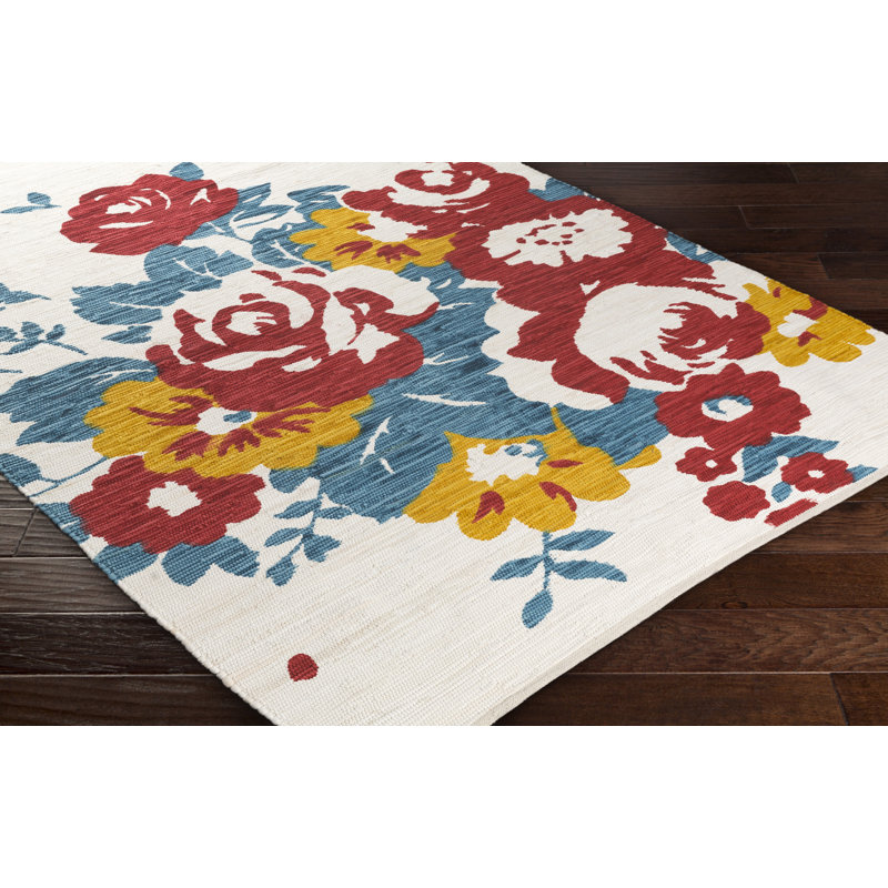Elmsford Cotton Floral Indoor Rug, Rectangle 8' x 11'