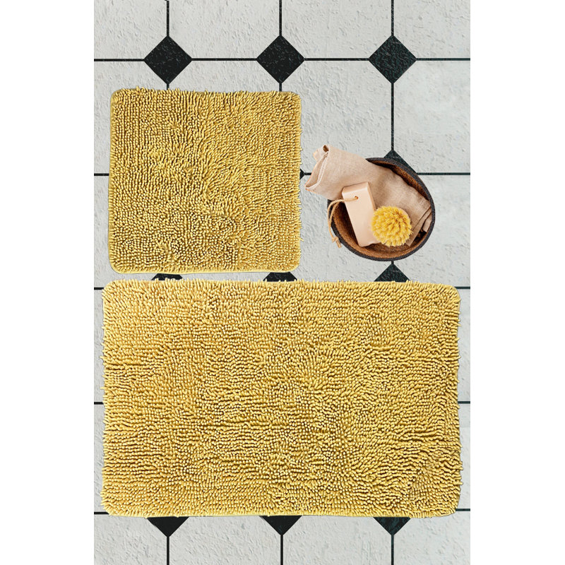 Ensemble de tapis pour salle de bain 2 pièces Aeilt, Or