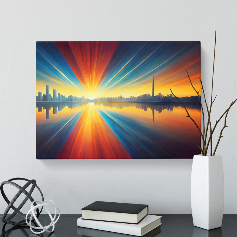 Reflective Skyline Architecture - Wrapped Canvas, 40cm H x 60cm W x 3cm D