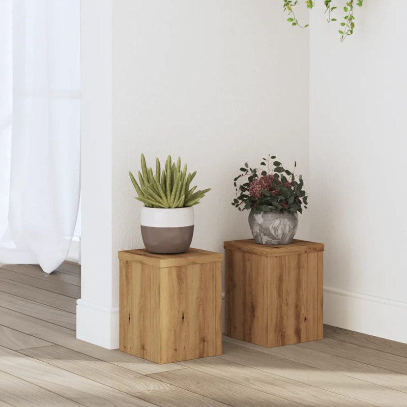Plant Stand - Set of 2, 20cm H x 15cm W x 15cm D, Artisan/Oak