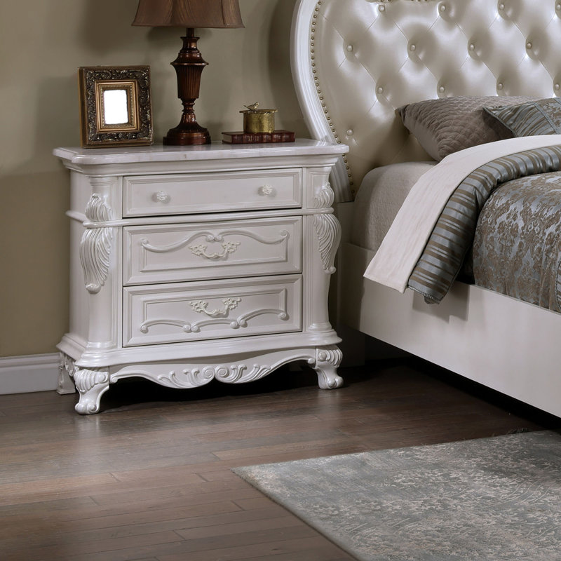 Congresbury 3-Drawer Nightstand, White