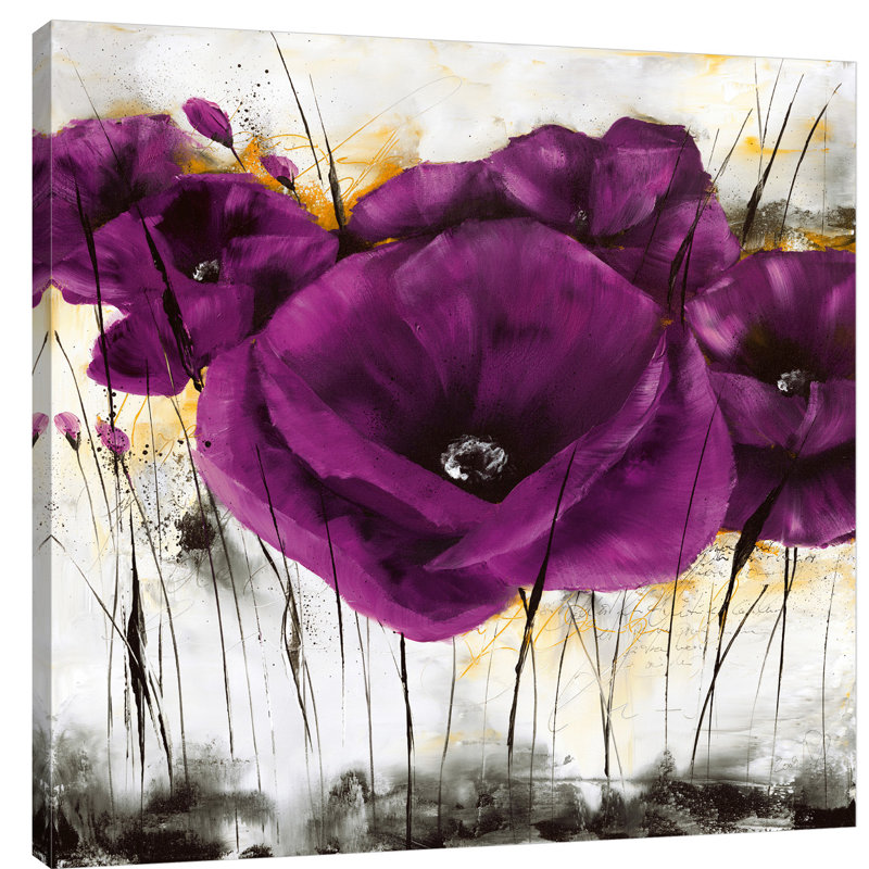 « pavot mauve iii », reproduction d’impression sur toile tendue, H 30 po x l 30 po x P 1,5 po