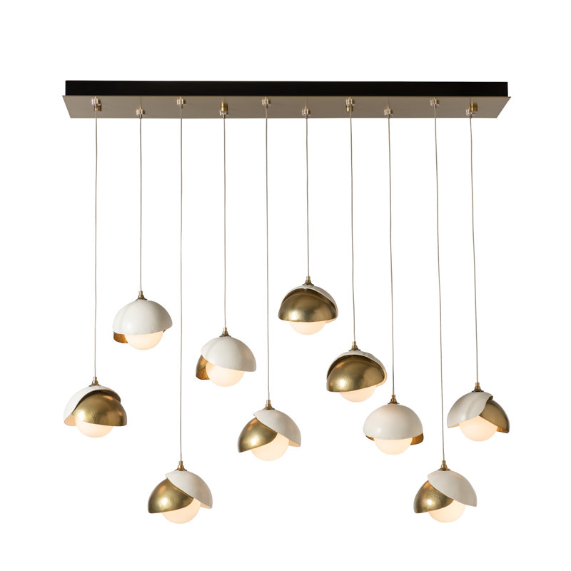 Brooklyn 10 - Light Double Shade Linear Pendant, Modern Brass, Standard: 10" to 80", Bronze