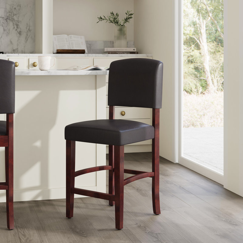 Barile Upholstered Counter/Bar Stool, Counter Stool (24.17" Seat Height), Espresso