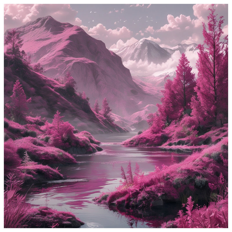 Pink Mountain Landscape Blankets, 60in W x 80in H