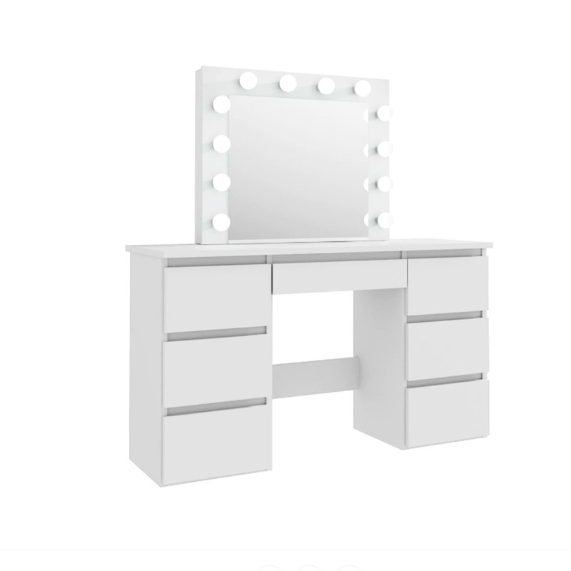 Meuble-lavabo blanc avec miroir et - 3-couleur réglable, rangement abondant pour les lotions, éclairage de table contemporain de construction, accessoires d'espace suffisant