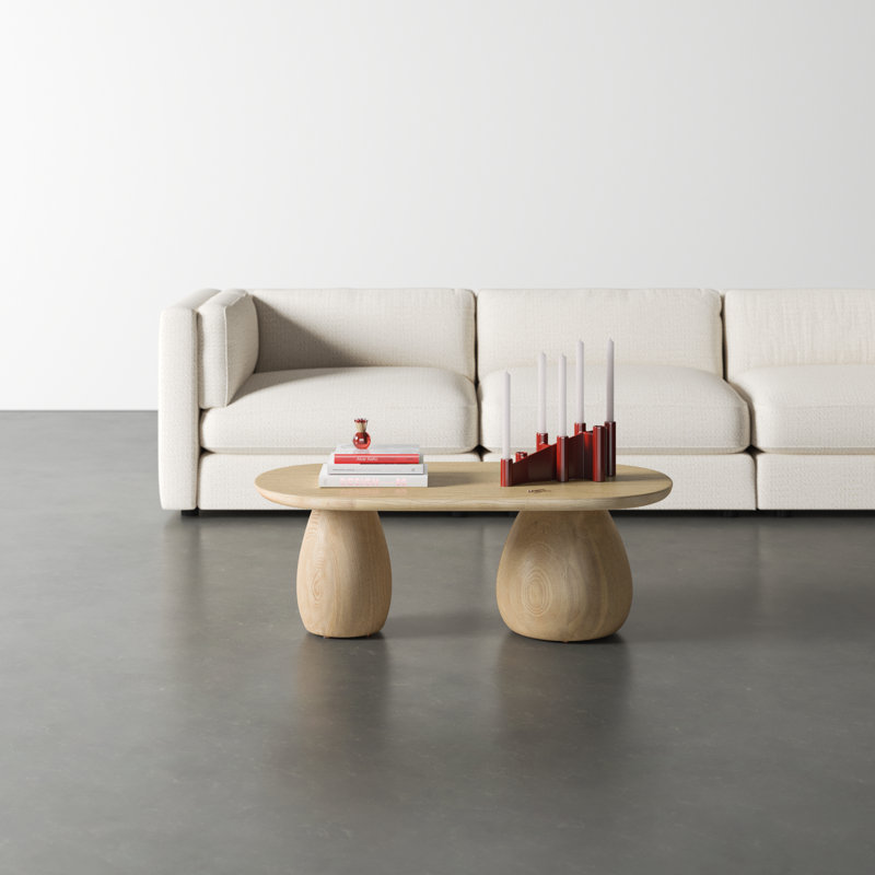 Reidan Solid Wood Top Single Coffee Table, Beige