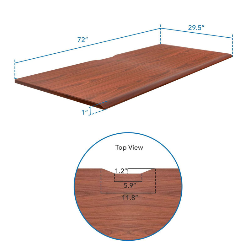 Tabletop For Sit-Stand Desk, 1" H x 72" W x 29.50" D, Brown