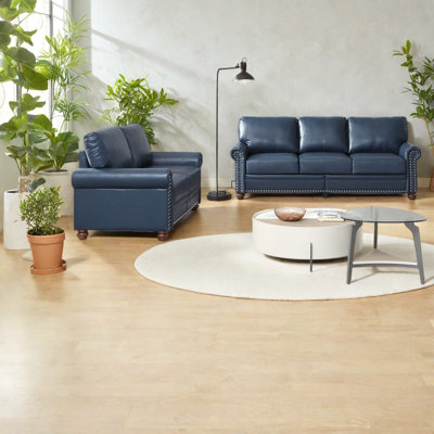 Canapés modulaires durables avec rangement, similicuir bleu marine pour le salon moderne