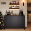 Buffet 47 po noir avec rangement et crédence moderne avec portes et console en bois robuste pour meuble télé