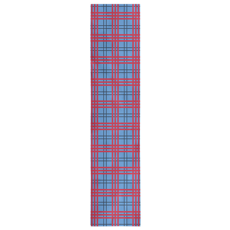 Paid Polyester Table Runner, 90" L x 16" W, Blue/Navy/Red
