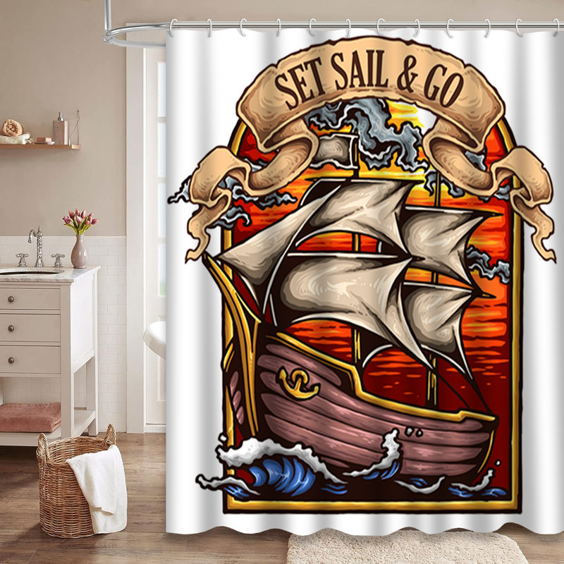 Rideau de douche bateau avec 12 crochets, L 72 po x l 84 po